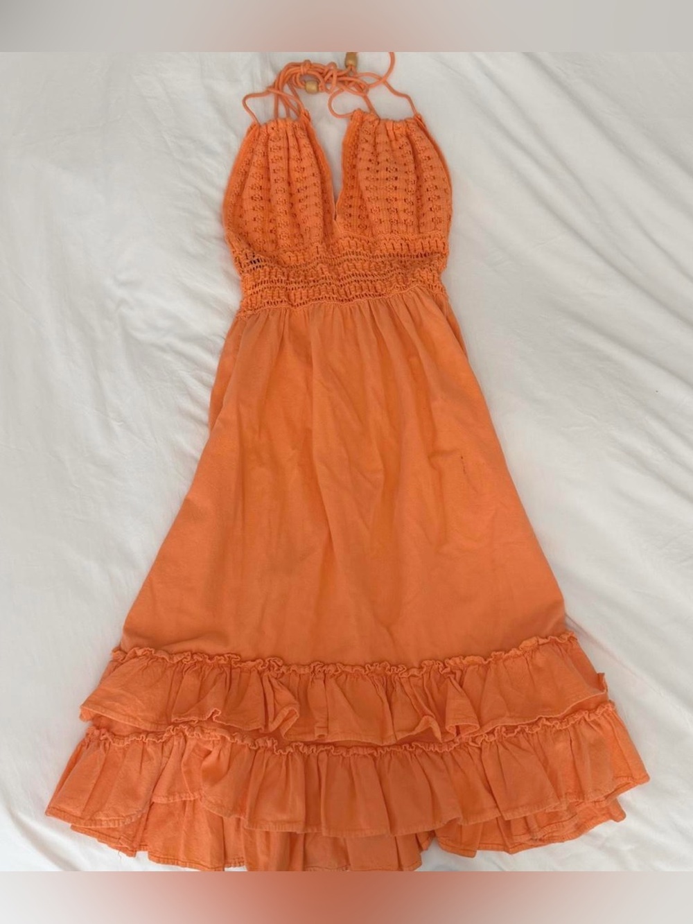 vintage 2000s lielle orange boho dress